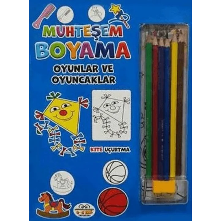 Muhteşem Boyama - Oyunlar ve Oyuncaklar + 6lı Boya Kalemi