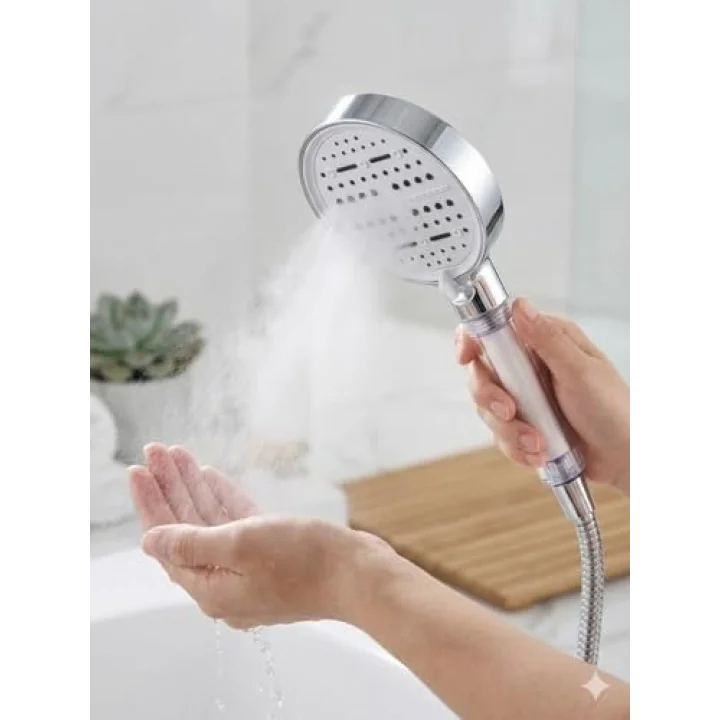 Multi 6 Fonksiyonlu Spa Etkili Filtreli Duş Başlığı Yüksek Basınçlı Su Tasarruflu Klor ve Kireç Önleyici El Duşu, Handshower (Art Deco)