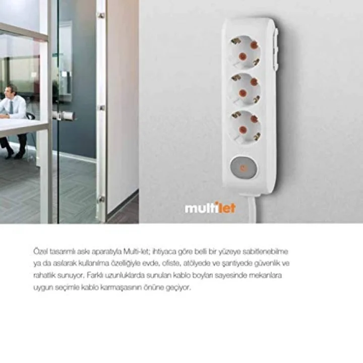 Multilet İkili Priz Topraklı Klemensli Çocuk Korumalı Kablosuz