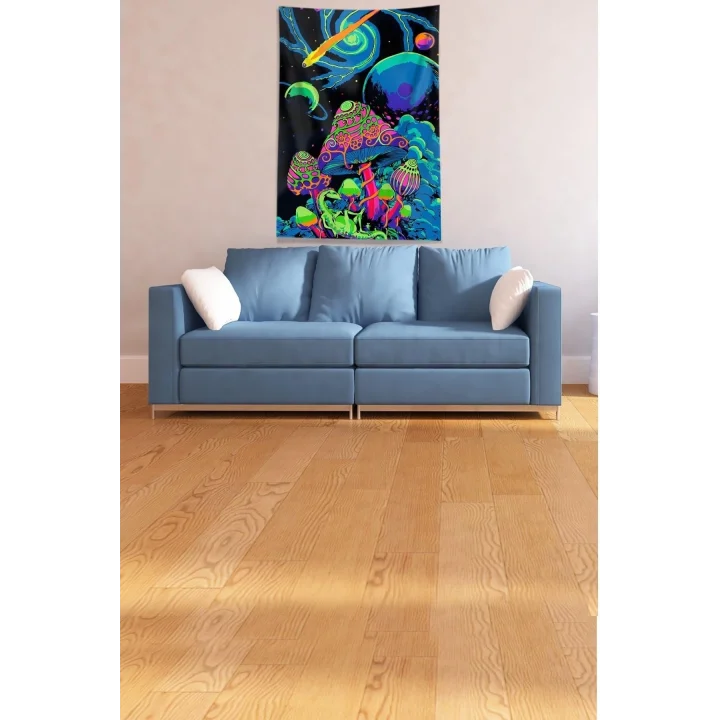 Multirenk Mushroom Mantar Leke Tutmaz Kadife Kumaş Duvar Örtüsü Duvar Halısı Tapestry DWLL367, 100 x 140