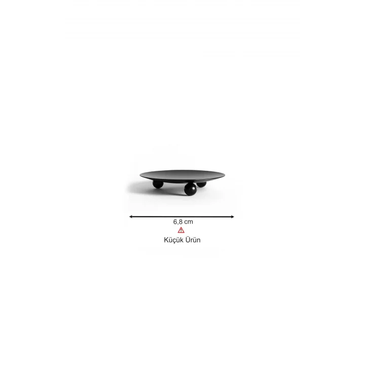 Mum Tabağı Şamdan Metal Altlık Takı Kasesi Dekoratif Mini Organizer Düzenleyici Tabak Siyah 6,8 Cm