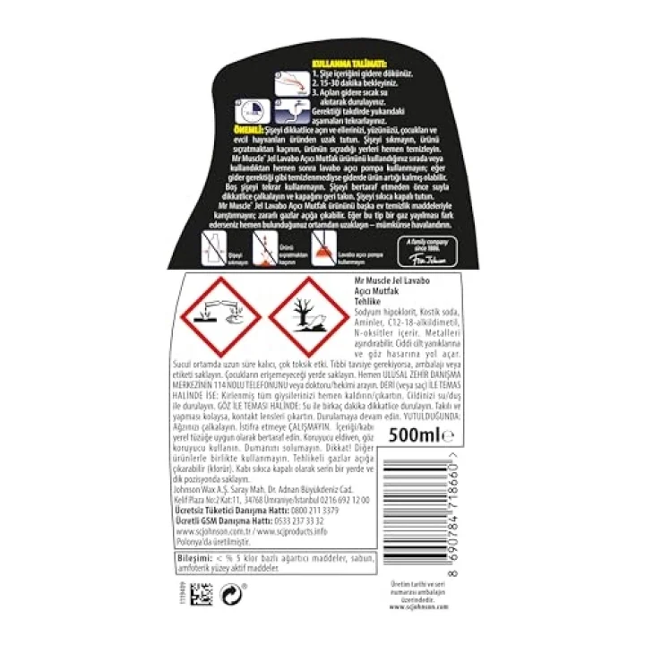 Mutfak için Jel Lavabo Açıcı 500 mL