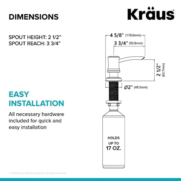 Mutfak Sabunu ve Losyon Dispenseri Mat Siyah, KSD-54MB