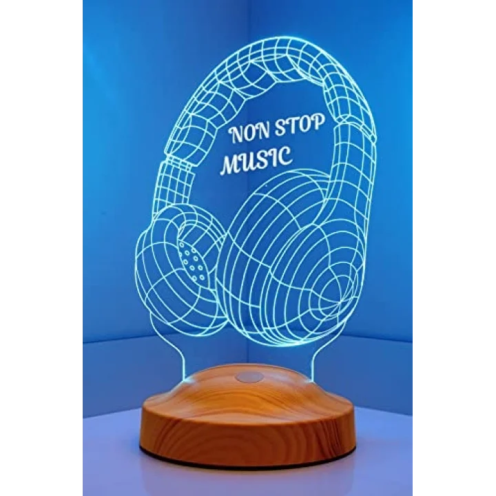 Müzisyen Hediyesi Kulaklık Şeklinde Kişiye Özel 3D Led Lamba
