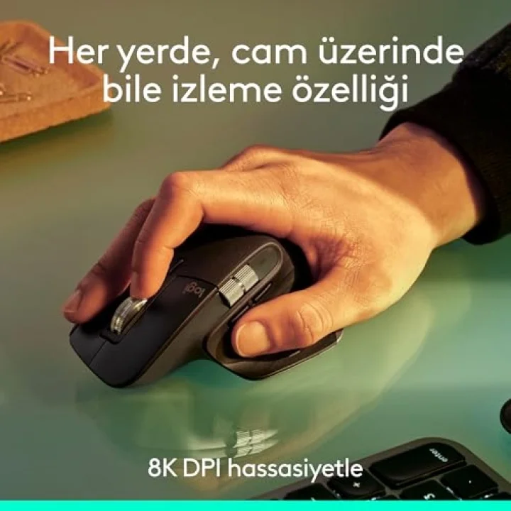 MX Master 3S Bluetooth Edition Performans Kablosuz Mouse, 8.000 DPI, Sessiz, Ergonomik, Ultra Hızlı Kaydırma, Çoklu Cihaz Özelliği, Bluetooth, Logi Bolt USB Alıcı, Siyah
