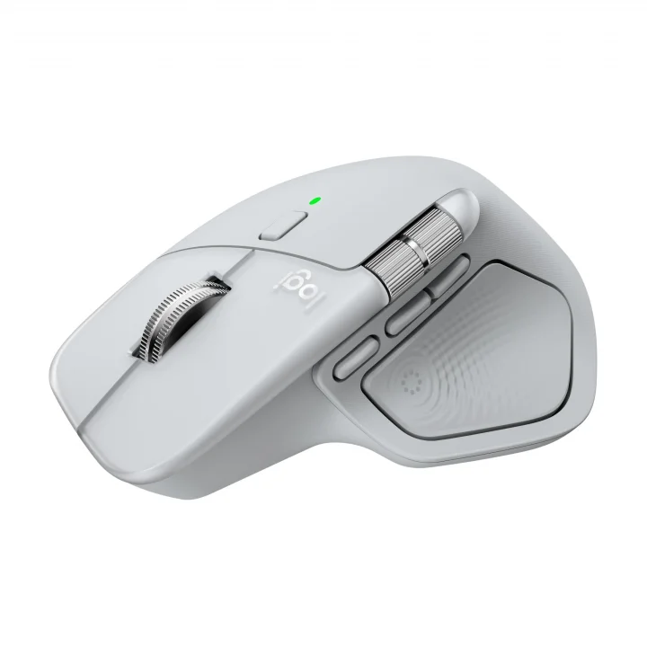 MX Master 4 Mac için Dokunsal Geri Bildirim Özellikli Kablosuz Mouse, Bluetooth, Ultra Hızlı Kaydırma, Çoklu Cihaz Özelliği, 8000 DPI, Optik Sensör, Sessiz, Açık Gri