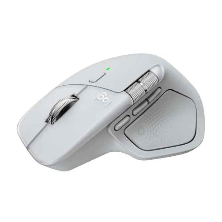 MX Master 4 Mac için Dokunsal Geri Bildirim Özellikli Kablosuz Mouse, Bluetooth, Ultra Hızlı Kaydırma, Çoklu Cihaz Özelliği, 8000 DPI, Optik Sensör, Sessiz, Açık Gri