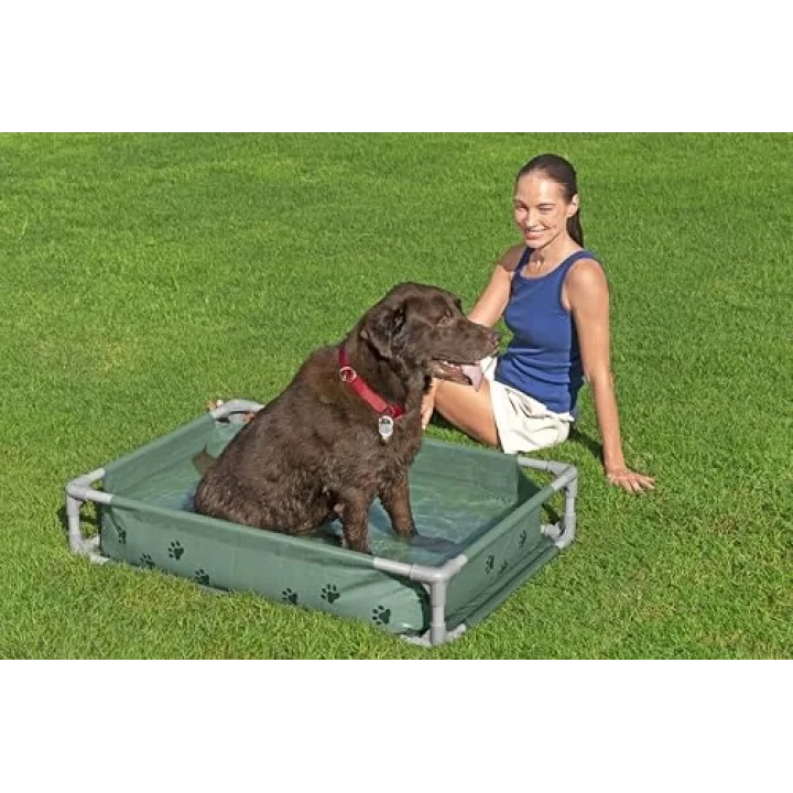 My First Frame Pool Evcil Hayvan 2si 1 Arada Köpek Havuzu ve Yükseltilmiş Köpek Yatağı, 102 x 74 x 20 cm, 130 L, TriTech Çelik Çerçeve, Katlanabilir, Çizilmez, Hızlı Kurulum, Dış Mekan Evcil