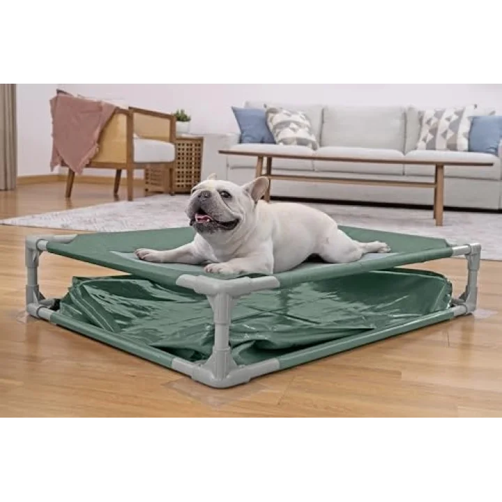 My First Frame Pool Evcil Hayvan 2si 1 Arada Köpek Havuzu ve Yükseltilmiş Köpek Yatağı, 102 x 74 x 20 cm, 130 L, TriTech Çelik Çerçeve, Katlanabilir, Çizilmez, Hızlı Kurulum, Dış Mekan Evcil