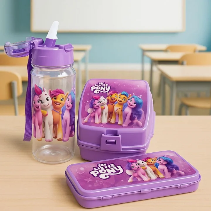 My Little Pony Lisanslı Okul Seti 500 ml Matara, Beslenme Kutusu, Kalem Kutusu
