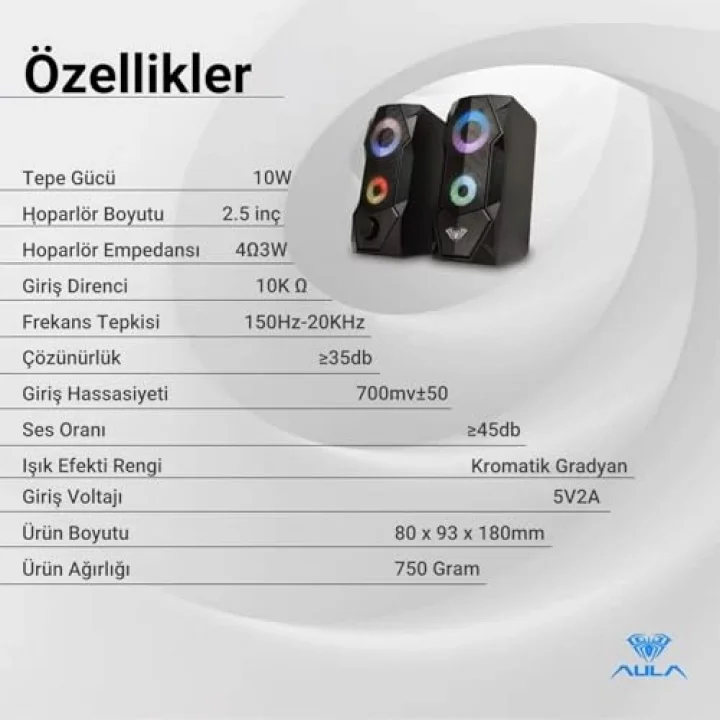 N-301 10W Masaüstü RGB Gaming Oyuncu PC 1+1 Speaker Hoparlör