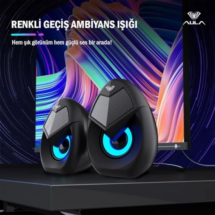 N-69 2 * 3W RGB LED Işıklı Masaüstü Oyuncu Laptop PC Bilgisayar Hoparlörü