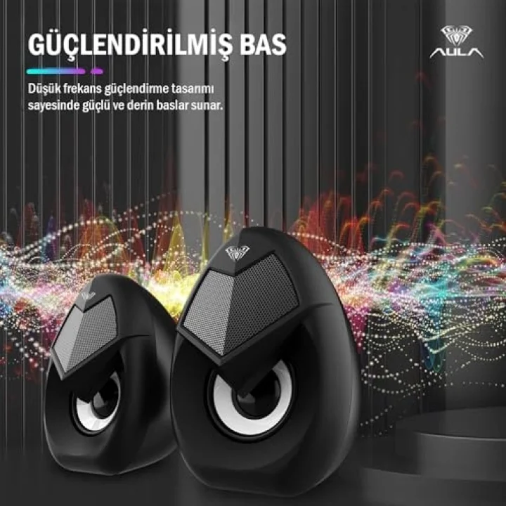 N-69 2 * 3W RGB LED Işıklı Masaüstü Oyuncu Laptop PC Bilgisayar Hoparlörü