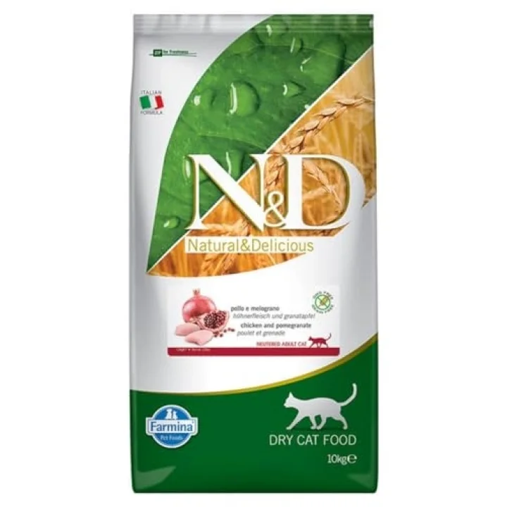 N&D Prime Tavuk & Nar Neutered Kedi Maması, 10 Kg