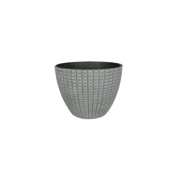 Nanda Gri Desenli Plastik Saksı Çap 22Cm Yükseklik 17Cm