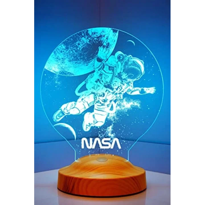 Nasa Logolu Astronot Led Lamba, Kozmonot, Uzay Hediyesi Led Gece Lambası
