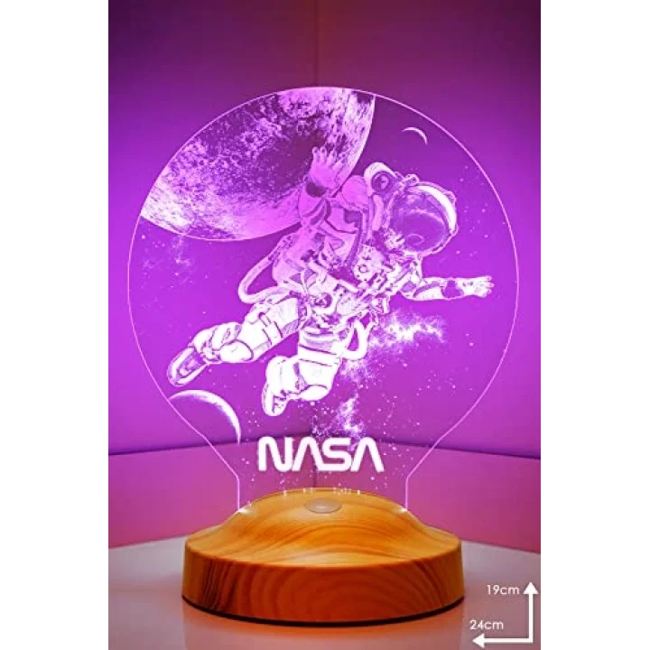 Nasa Logolu Astronot Led Lamba, Kozmonot, Uzay Hediyesi Led Gece Lambası