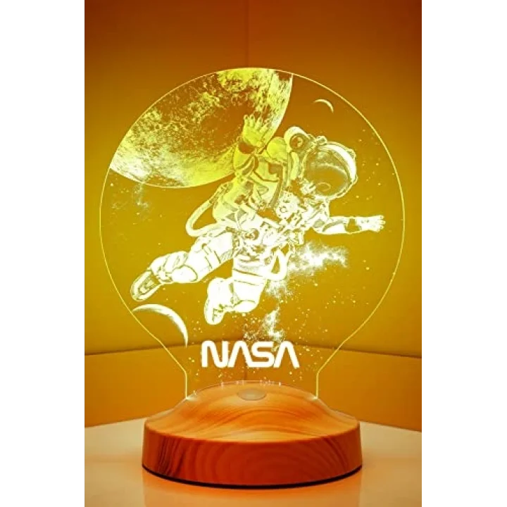 Nasa Logolu Astronot Led Lamba, Kozmonot, Uzay Hediyesi Led Gece Lambası