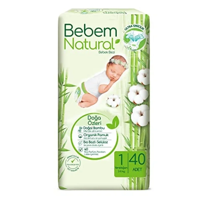 Natural 1 Beden Yenidoğan Bebek Bezi (1 x 40 Adet)