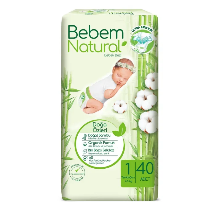 Natural 1 Beden Yenidoğan Bebek Bezi (1 x 40 Adet)