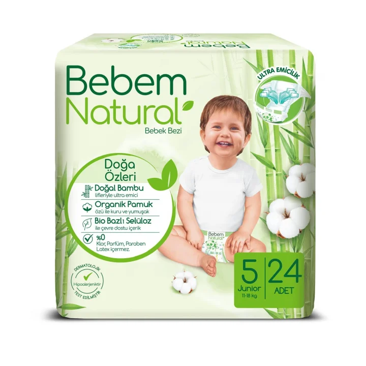 Natural 5 Beden Jumbo Bebek Bezi (1 x 24 Adet)