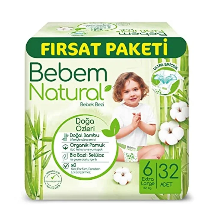Natural 6 Beden Xlarge Fırsat Paketi Bebek Bezi (1 x 32 Adet)