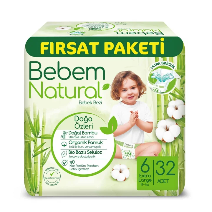 Natural 6 Beden Xlarge Fırsat Paketi Bebek Bezi (1 x 32 Adet)