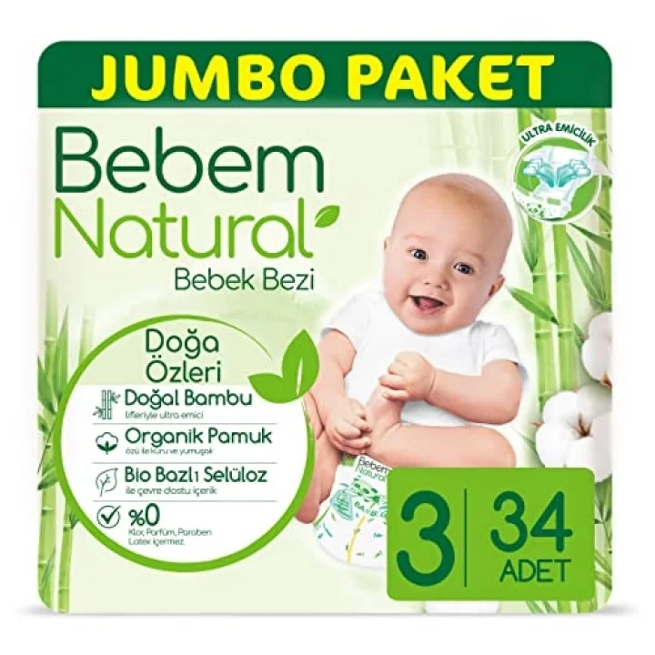 Natural Bebek Bezi 3 Beden Midi 34 Adet