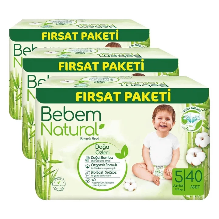 Natural Bebek Bezi Junior 5 Beden Fırsat Paketi 40 Adet