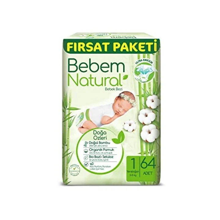 Natural Bebek Bezi Yenidoğan 1 Beden Fırsat Paketi 64 Adet