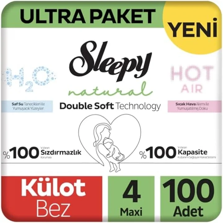 Natural Double Soft Ultra Paket Külot Bez 4 Numara Maxi 100 Adet
