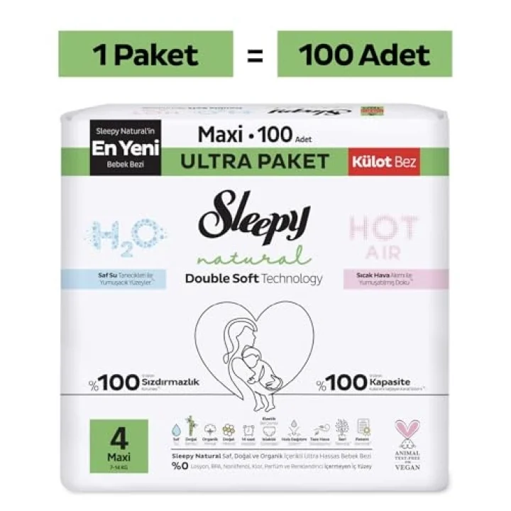 Natural Double Soft Ultra Paket Külot Bez 4 Numara Maxi 100 Adet