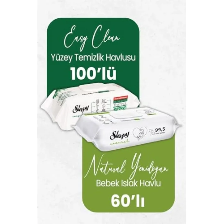 Natural Islak Bebek Havlusu 60lı ve Temizlik Havlusu 100 lü