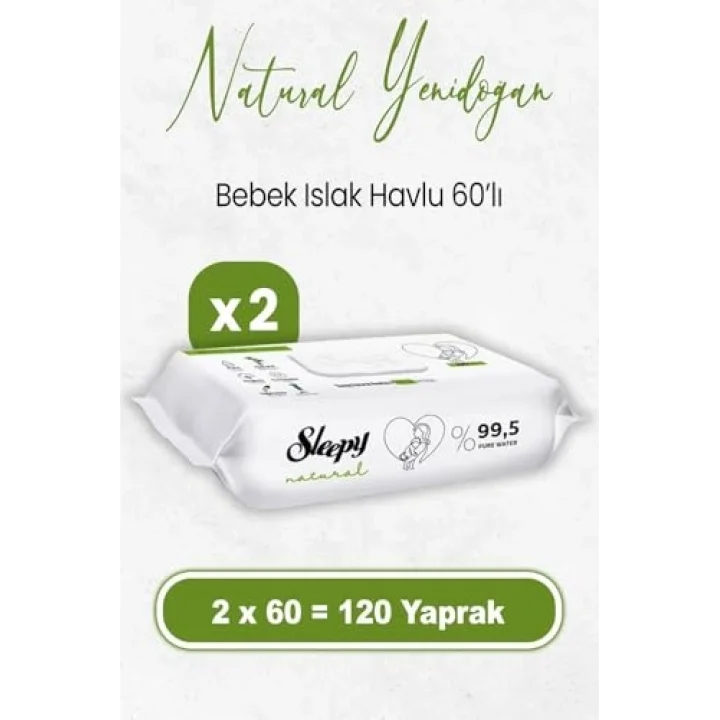Natural Yenidoğan Islak Bebek Havlusu 60 x 2 Adet (120 Yaprak)