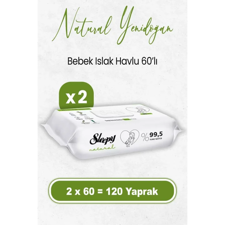 Natural Yenidoğan Islak Bebek Havlusu 60 x 2 Adet (120 Yaprak)