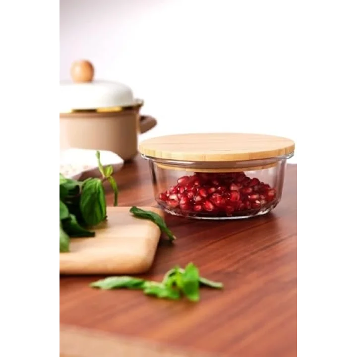 Naturel 400 ml Dikdörtgen Borosilikat Saklama Kabı