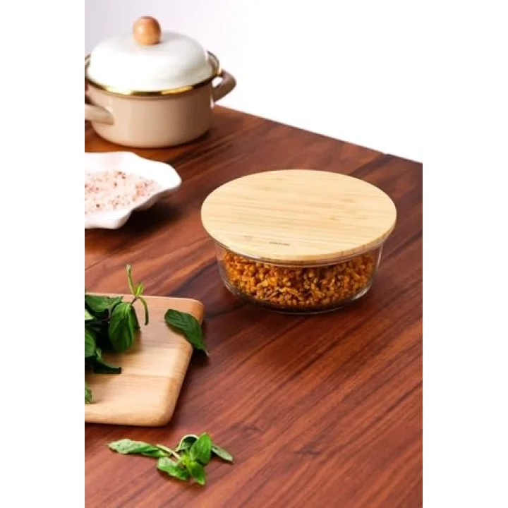 Naturel 650 ml Dikdörtgen Borosilikat Saklama Kabı