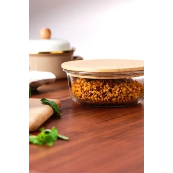 Naturel 650 ml Dikdörtgen Borosilikat Saklama Kabı