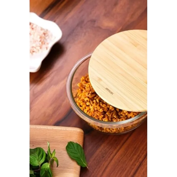 Naturel 650 ml Dikdörtgen Borosilikat Saklama Kabı