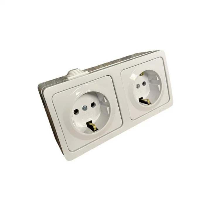 Ne-Ad Sıvaüstü İkili Topraklı Priz - 2P+N 16A 220V, Topraklama Kontaklı, Dayanıklı ABS Gövde, Ev ve Atölye Kullanımına Uygun Kombine Priz, 14x7x4,4 cm