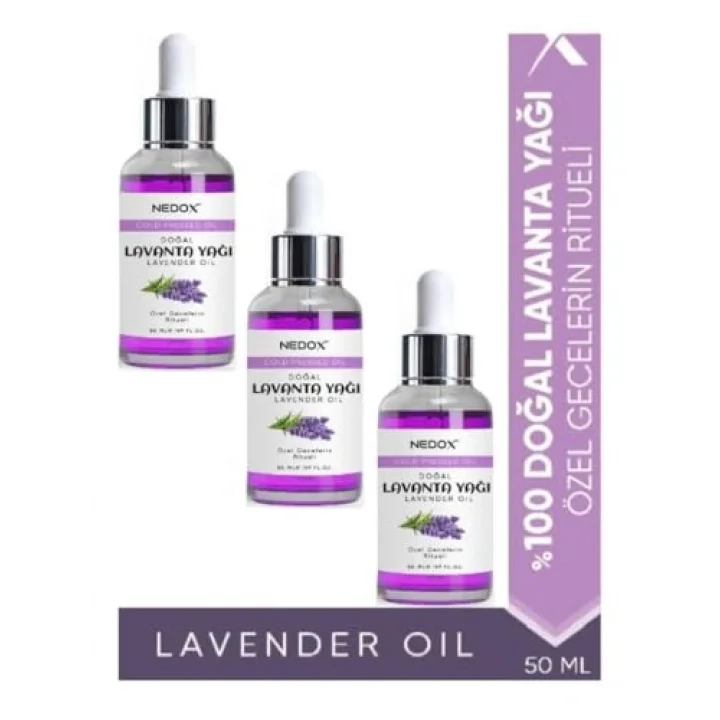 NEDOX Lavanta Yağı 3 ADET%100 Doğal Bitkisel Özel Gecelerin Ritueli Lavender Oil 50 Ml