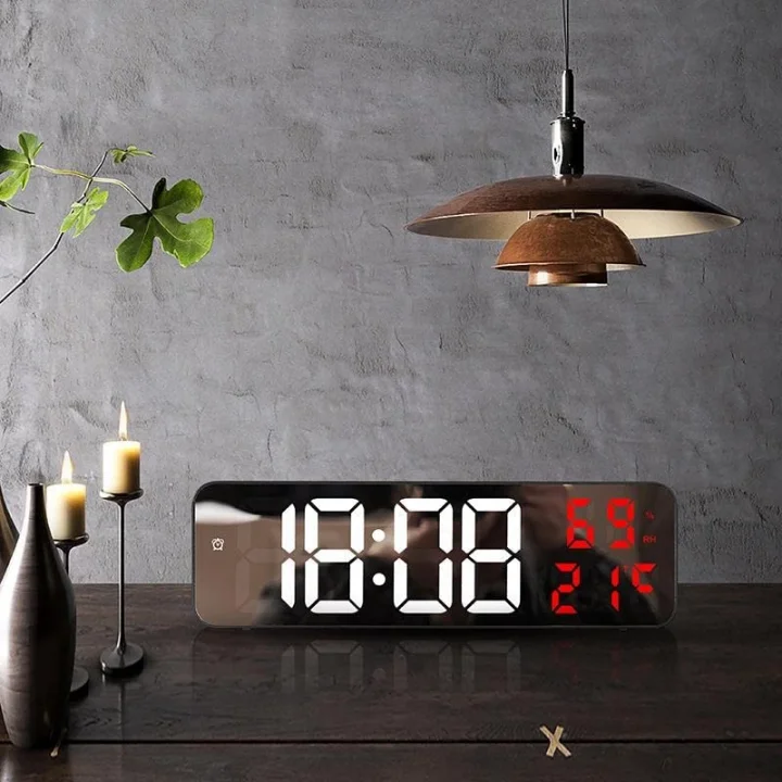 Nem ölçer Dereceli LED Duvar ve Masa Alarm Saati Kırmızı