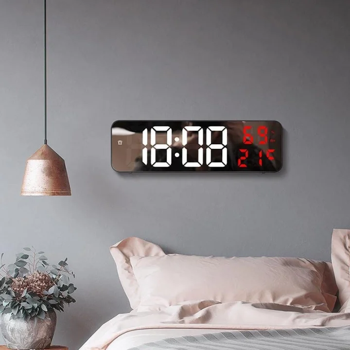 Nem ölçer Dereceli LED Duvar ve Masa Alarm Saati Kırmızı