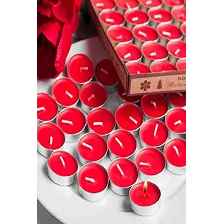 Nerox Kırmızı Yuvarlak 25’li Paket Süzen Tealight Mum 1410