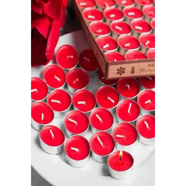 Nerox Kırmızı Yuvarlak 25’li Paket Süzen Tealight Mum 1410