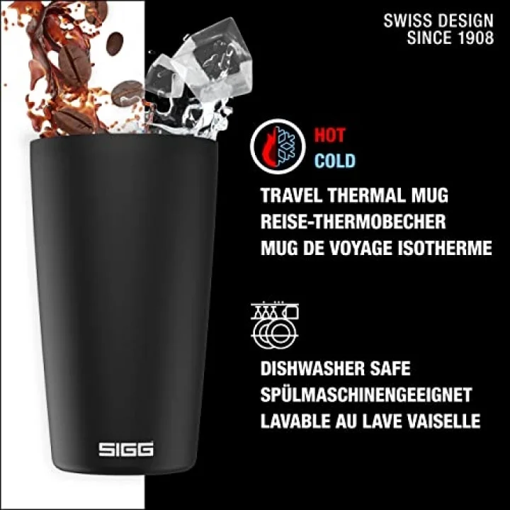 Neso Cup Black termos kupa (0,4 L), zararlı madde içermeyen ve yalıtımlı kahve kupası, 18/8 paslanmaz çelik, seramik Pure Ceram kaplamalı