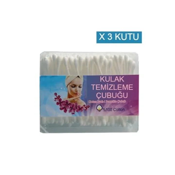Nistabolje 3 Kutu Kulak Çöpü Pamuklu Kulak Temizleme Çubuğu