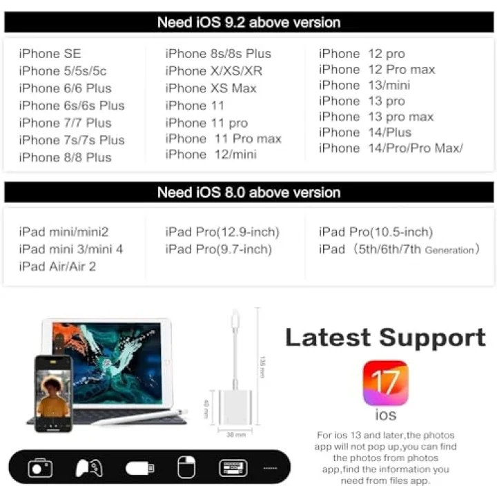 NK101 Apple iPhone iPad Lightning To USB 3.0 Kamera Adaptörü