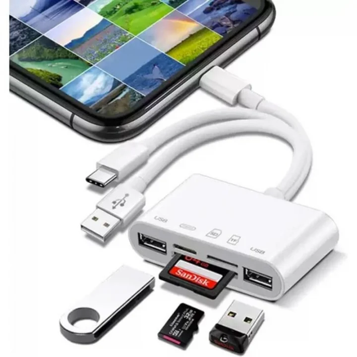NK1032 Pro Type-C Lightning Usb-A To 2x Usb3.0 Sd Tf Pd Kart Okuyucu Çevirici Hub Adaptör