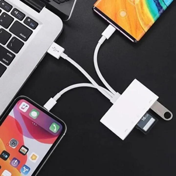 NK1032 Pro Type-C Lightning Usb-A To 2x Usb3.0 Sd Tf Pd Kart Okuyucu Çevirici Hub Adaptör